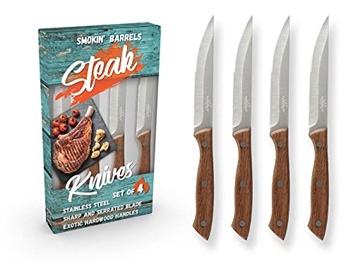 Grehge okin' Barrels - Everyday Steak Knives with Exotic Hardwood Handles - Set of 4 von Solance