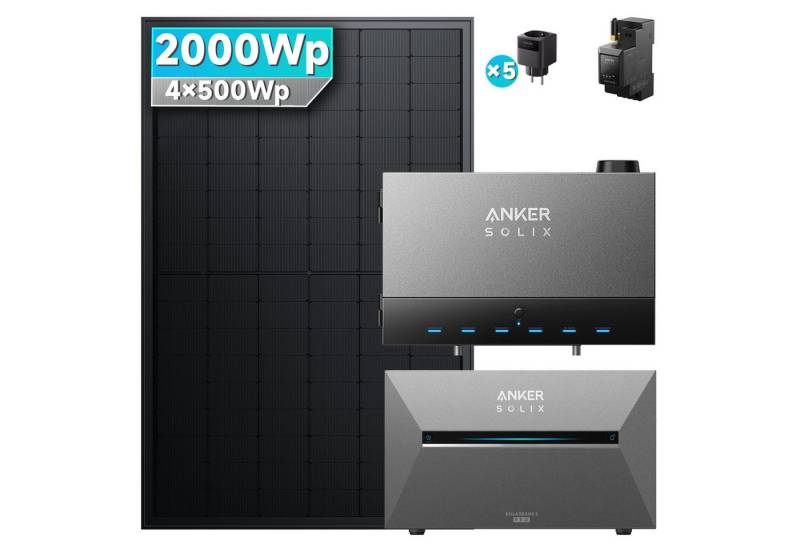 SolarMars Balkonkraftwerk mit Speicher 2000W mit Power Dock Solarbank Multisystem, (mit Anker Solix Solarbank 3 E2700 Pro und BP2700 (optional), 4x Solarmodule mit jeweils 500 W) von SolarMars