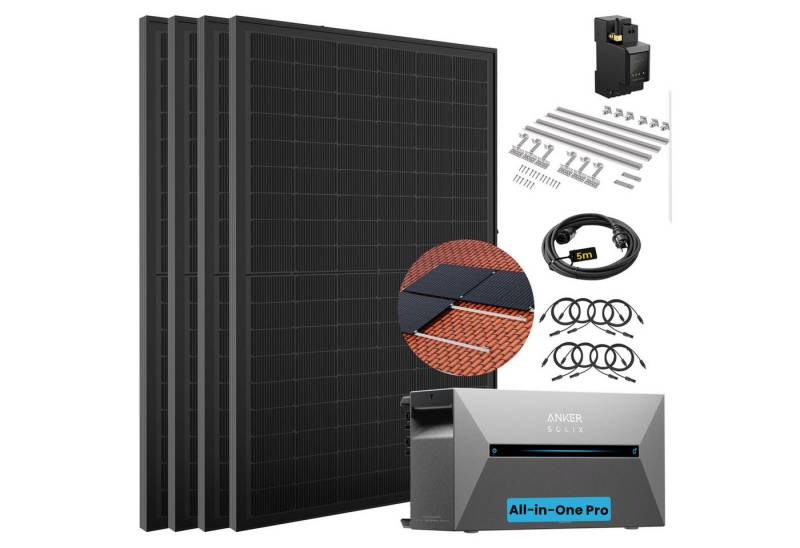 SolarMars Balkonkraftwerk mit Speicher Anker Solix Solarbank 2 E1600 Pro, 1800 W, (Ziegeldach Halterung×4), 0% MwSt von SolarMars