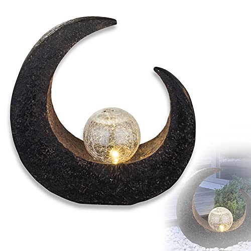 bmf-versand Solarleuchte Garten für Außen Deko - Gartendeko Mond mit Solarlampe - Gartenlampen Solar LED Halbmond - Gartenlampe Höhe 30 cm - Außenlampe Bronze Farben von bmf-versand