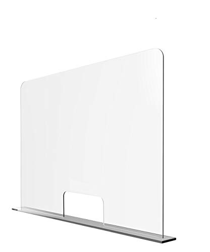 Solarplexius Spuckschutz mit Durchreiche Hustenschutz Niesschutz Virenschutz Thekenaufsatz Tischaufsatz Tresenaufsatz Antibakteriell Transparent Acrylglas (16cm | 90 x 60 cm) von Solarplexius