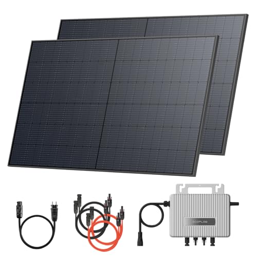 Solarway® 1000Wp / 800W Balkonkraftwerk komplett Steckdose - neuester EcoFlow Stream 800 Watt Wechselrichter - Solaranlage Komplettset - 500W bifaziale Black Solarmodule & EcoFlow & Zubehör von Solarway