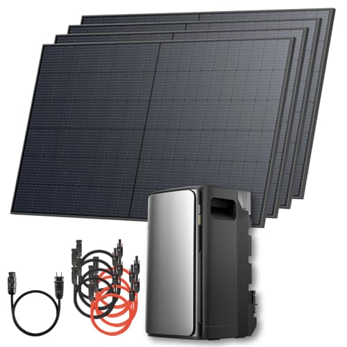 Solarway® 2000Wp / 800W Balkonkraftwerk mit 1,9kWh Speicher komplett Steckdose - 1,9 kWh EcoFlow STREAM Ultra - Solaranlage Komplettset - 500W Solarmodule & EcoFlow Speicher & Zubehör von Solarway