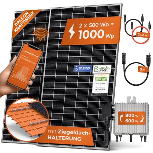 Solarway 840W Balkonkraftwerk 800W Komplett Steckdose - Ausgang einstellbar 600/800W - 2x420W Bifaziale Glas/Glas n-Type JaSolar-Module, Wechselrichter mit APP&WiFi, Plug&Play von Solarway
