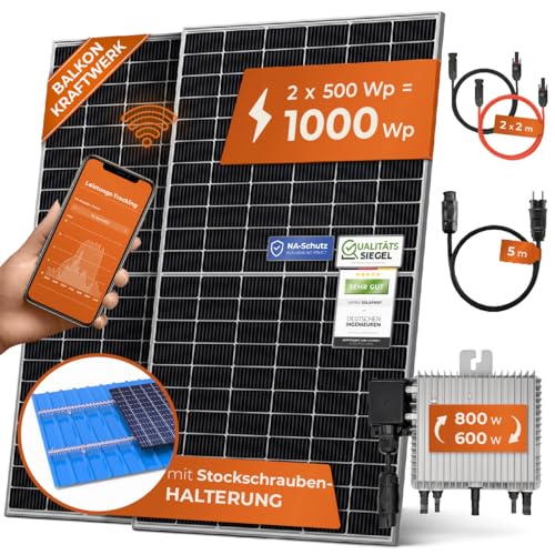 Solarway 840W Balkonkraftwerk 800W Komplett Steckdose - Ausgang einstellbar 600/800W - 2x420W Bifaziale Glas/Glas n-Type JaSolar-Module, Wechselrichter mit APP&WiFi, Plug&Play von Solarway