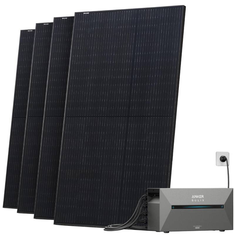 Solarway All In One Balkonkraftwerk 2000W mit Anker Solix 2 PRO Speicher Steckdose 1,6 kWh Komplettset 500W Solarmodule Flachdach Halterung von Solarway