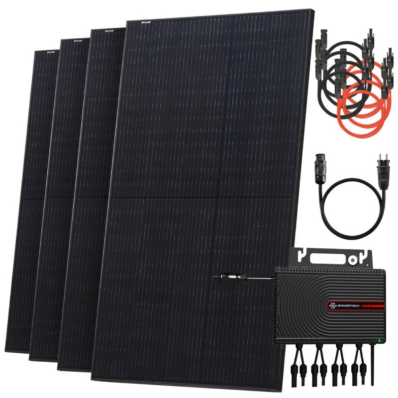 Solarway Balkonkraftwerk 2000W mit Envertech Wechselrichter Steckdose Komplettset 4x 500W Solarmodule Solaranlage Flachdach Halterung von Solarway