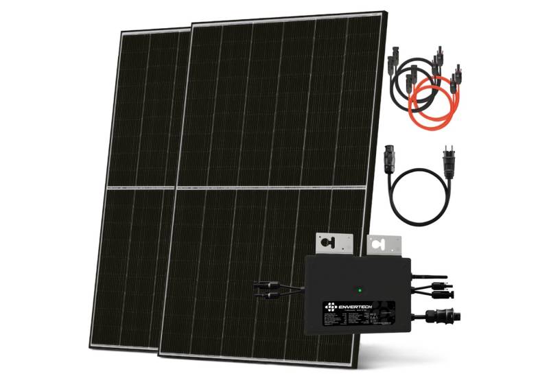 Solarway Balkonkraftwerk 880 Wp / 800 Watt Komplettset Solaranlage Steckdose / Bifazial, neuester 800 Watt Wechselrichter Solarmodule & Envertech & Zubehör von Solarway