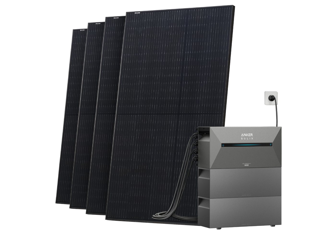 Solarway Balkonkraftwerk mit Speicher All in One 2000 Wp / 800 Watt 4,8 kWh Anker Solix 2 Pro, Monokristallin, (Photovoltaik Mini-PV Anlage), Solaranlage Komplettset - 500W Solarmodule & Anker Speicher & Zubehör von Solarway