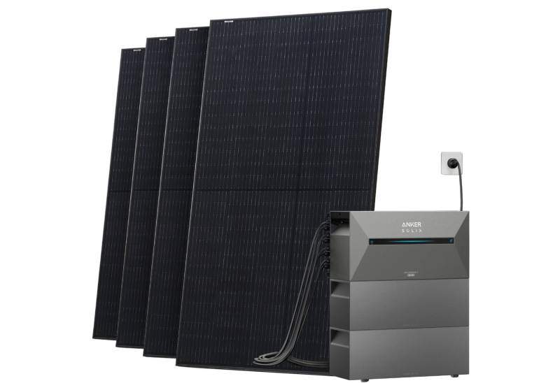 Solarway Balkonkraftwerk mit Speicher All in One 2000 Wp / 800 Watt 4,8 kWh Anker Solix 2 Pro, Monokristallin, (Photovoltaik Mini-PV Anlage), Solaranlage Komplettset - 500W Solarmodule & Anker Speicher & Zubehör von Solarway