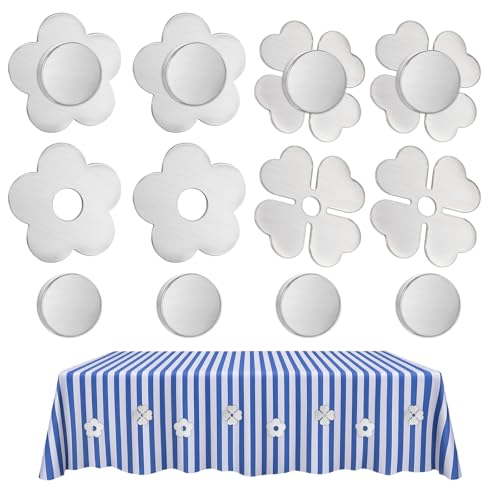 Solaverano 8 Stück Tischdeckenbeschwerer für Draußen Magnete für Tischdecken Extra Schwer Tischdecken Beschwerer für Draußen Garten Party Camping Hochzeit Picknick (Blumen- und Kleemuster) von Solaverano