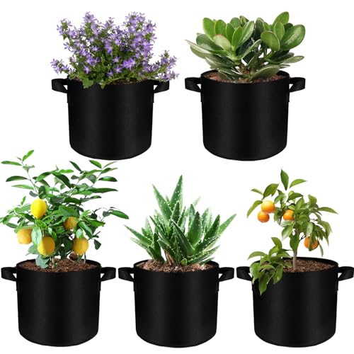 5 Stück 20 L Pflanzsack, Pflanztasche aus Filz & Vliesstoff, Garten Gewächshaus Pflanzbeutel Pflanztopf, Growbags mit Griffe für Tomaten, Kartoffeln, Erdbeeren (5 Gallonen) 5 Stück 20 L Pflanzsack, Pflanztasche aus Filz & Vliesstoff, Garten Gewächshaus Pflanzbeutel Pflanztopf, Growbags mit Griffe für Tomaten, Kartoffeln, Erdbeeren (5 Gallonen) von Solaverano