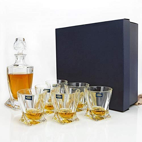 Whisky Set, Serie Quadro, Bohemia Kristallglas, Hersteller Tschechische Republik von Red Vanilla