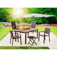 Solax-Sunshine Alu-Gartentisch mit Holzplatte GENUA - Braun SE von Solax-Sunshine