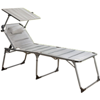 XXL-Komfort-Sonnenliege inkl. Kissen gepolstert aus Aluminium, ca. 193 x 67 x 48 cm - Grau von Solax Sunshine