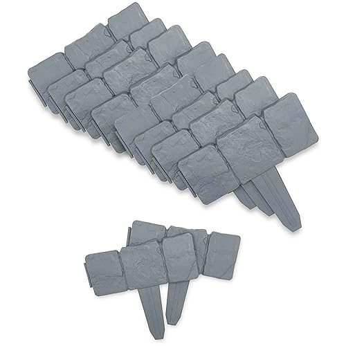 FISHTEC - Set von 10 Modulen Gartenkante Steineffekt - Außendekoration - Gesamtlänge von 2,5 Meter Linear - Rand für Zaun, Beet, Pflanzung - Flexibler Kunststoff - 25 x 10 cm von FISHTEC