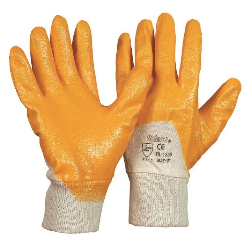 SOLECO® Nitril-Handschuhe mit Strickbund - PSA CAT II - weiß/gelb - Größe 7 von Richard Leipold GmbH