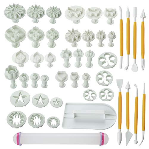 Soleebee 46-Teiliges Fondant Ausstecher Set Ausstechformen für Buchstaben, Zahlen, Rose Blume Formen Set Fondant Werkzeuge Auswerfer Stempel Modellierwerkzeug für Torten Deko Soleebee 46-Teiliges Fondant Ausstecher Set Ausstechformen für Buchstaben, Zahlen, Rose Blume Formen Set Fondant Werkzeuge Auswerfer Stempel Modellierwerkzeug für Torten Deko von Soleebee