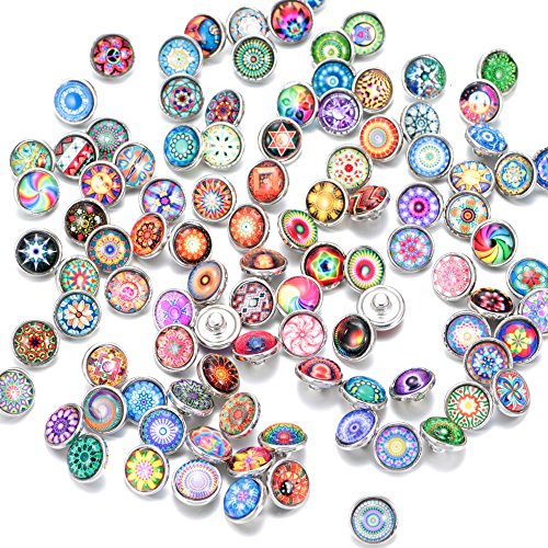 Soleebee Glas Aluminium 12mm Click Button Schmuck Charms Set 60 Stücke - Exotische von Soleebee