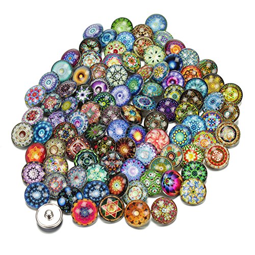 Soleebee Glas Aluminium Click Button fit 5.5mm-Knopfloch Schmuck Charms zufällig - Exotisch zufällig (50 Stück) von Soleebee