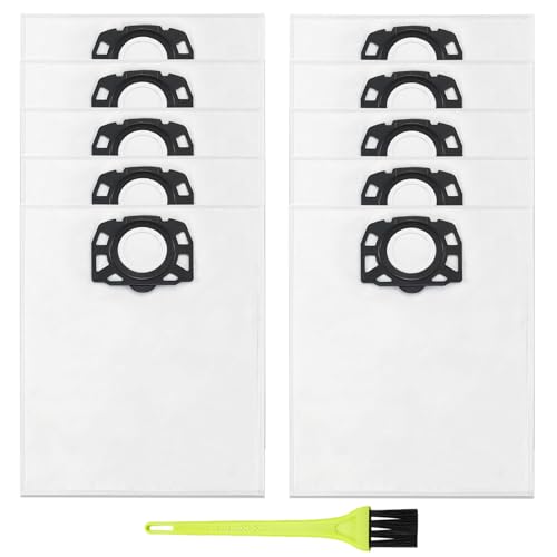 Soleeya 10 Staubsaugerbeutel Compatible with Karcher+1 Reinigungsbürste, WD4 WD5 WD6 MV4 MV5 MV6 KWD4 KWD5 KWD6 KNT4 Compatible with Kärcher 2.863-006.0 Staubsaugerbeutel Filtertüten Nass Trocken von Soleeya