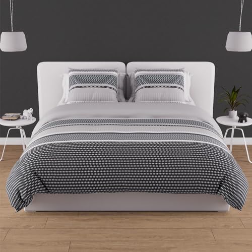 Soleil d'Ocre, Satz Abdeckung von Tröster in Baumwolle 57 Sohn 260x240 cm Thales Grau Soleil d'Ocre, Satz Abdeckung von Tröster in Baumwolle 57 Sohn 260x240 cm Thales Grau von Soleil d'ocre