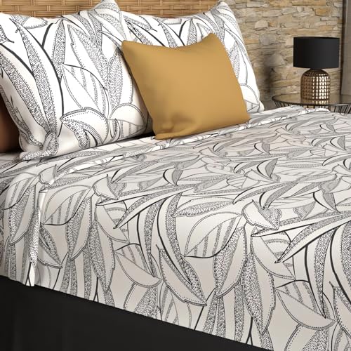 Soleil d'Ocre Satz von Blätter Baumwolle 57 Sohn 240x290 cm Gehen Weiß Soleil d'Ocre Satz von Blätter Baumwolle 57 Sohn 240x290 cm Gehen Weiß von Soleil d'ocre