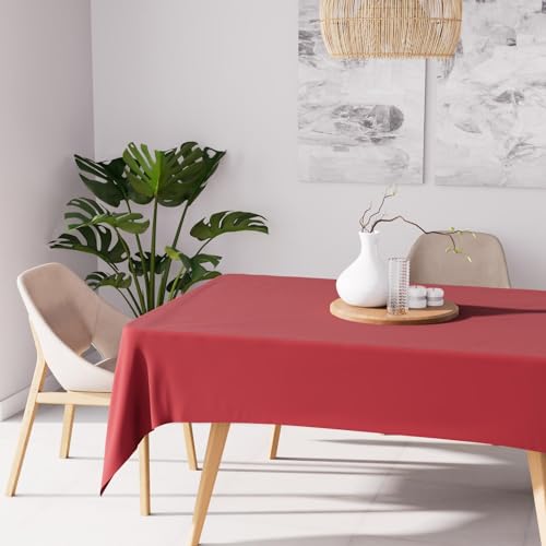 Soleil d'ocre Nappe Antitache Rechteck 160x270 cm Alix Rot, Polyester von Soleil d'ocre