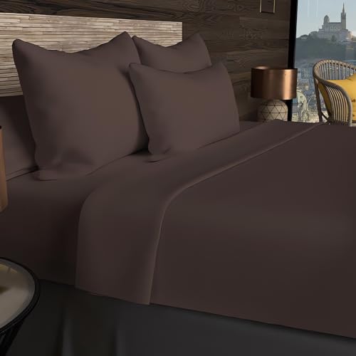 Soleil d'ocre, Bettlaken, Baumwolle, 57 Fäden, 260 x 300 cm, einfarbig, Braun Soleil d'ocre, Bettlaken, Baumwolle, 57 Fäden, 260 x 300 cm, einfarbig, Braun von Soleil d'ocre