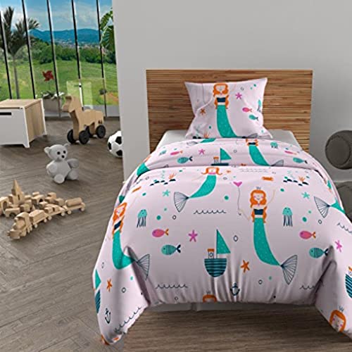 Soleil d'ocre, Bettbezug-Set 140x200 cm Sirenen Rosa, 100% Baumwolle 57 Fäden/cm2 Soleil d'ocre, Bettbezug-Set 140x200 cm Sirenen Rosa, 100% Baumwolle 57 Fäden/cm2 von Soleil d'ocre