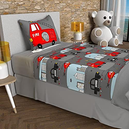 Soleil d'ocre, Bettwäschen-Set 180x290 cm Feuerwehr Grau, 100% Baumwolle 57 Fäden/cm2 Soleil d'ocre, Bettwäschen-Set 180x290 cm Feuerwehr Grau, 100% Baumwolle 57 Fäden/cm2 von Soleil d'ocre