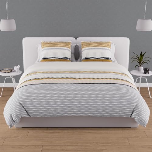 Soleil d'Ocre, Satz Abdeckung von Tröster in Baumwolle 57 Sohn 260x240 cm Thales Senf Soleil d'Ocre, Satz Abdeckung von Tröster in Baumwolle 57 Sohn 260x240 cm Thales Senf von Soleil d'ocre