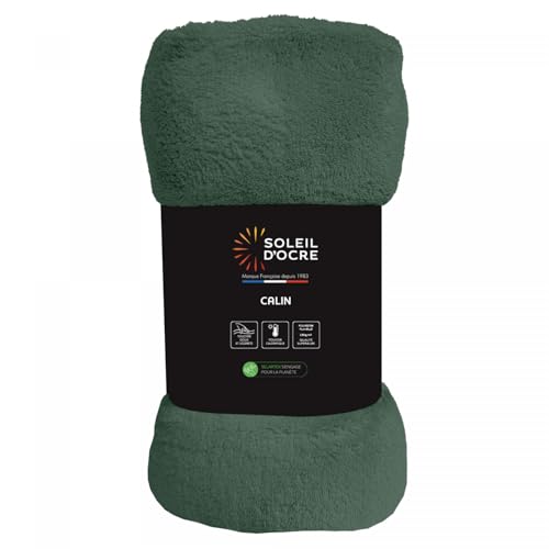 Soleil d'ocre, Flanelldecke, 220 x 240 cm, Khaki von Soleil d'ocre