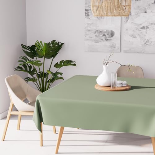 Soleil d'ocre, Fleckenschutz Tischdecke quadratisch 180x180 cm Alix Kaki von Soleil d'ocre