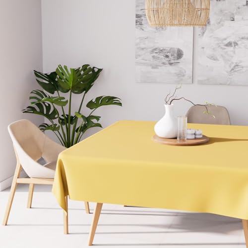 Soleil d'ocre, Fleckenschutz Tischdecke quadratisch 180x180 cm Alix Strahlendes Gelb von Soleil d'ocre