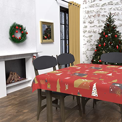 Soleil d'Ocre, Nappe Rechteck Anti-t ¢ Ches 140x240 cm Tanne Rot von Soleil d'ocre