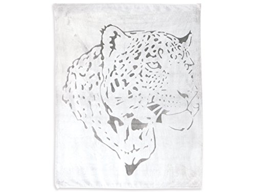 Soleil d'ocre Plaid extra Sanft 130x150 cm Leopard Weiß und Grau, Polyester, 150x130 cm von Soleil d'ocre