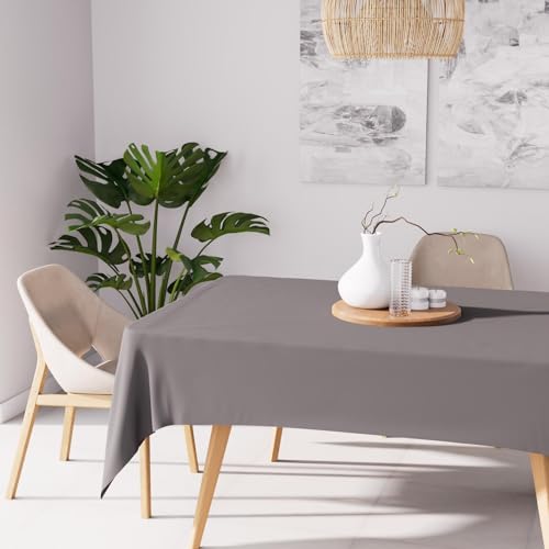 Soleil d'ocre Tischdecke mit Fleckschutz eckig 140x300 cm ALIX grau von Soleil d'ocre