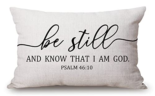 Be Still and Know That I Am God – Psalm 46:10 – Bibelvers, Lendenwirbelkissen, 30,5 x 50,8 cm, dekorativer Schlafzimmer, Wohnzimmer, rechteckiger Kissenbezug für Bett, Sofa, Couch von Solekla