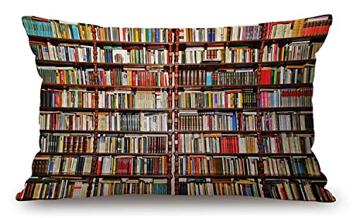 Bibliothek Bücherregal Bauernhaus Kissenbezüge 30,5 x 50,8 cm Lendenwirbelkissen Home Dekorative Baumwolle Leinen Kissenbezug für Sofa Couch Einweihungsgeschenke Familienzimmer Dekor von Solekla