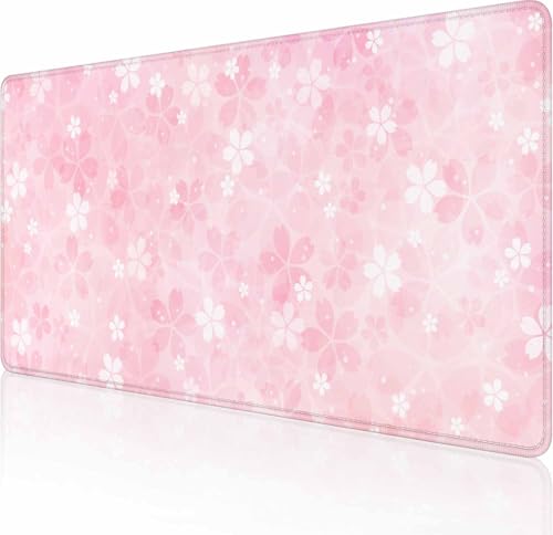 Großes Gaming-Mauspad mit genähten Kanten, Kirschblüten-Schreibtischmatte, erweiterte Tastaturunterlage, rutschfeste Gummiunterseite, Schreibtischunterlage für Tastatur und Maus, 90 x 40 cm Großes Gaming-Mauspad mit genähten Kanten, Kirschblüten-Schreibtischmatte, erweiterte Tastaturunterlage, rutschfeste Gummiunterseite, Schreibtischunterlage für Tastatur und Maus, 90 x 40 cm von Solekla