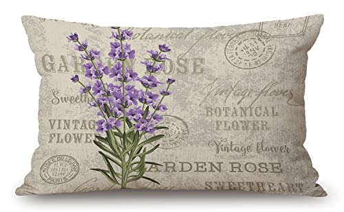 Lavendel-Baumwoll-Leinen, dekorativer Kissenbezug, Kissenbezug für Couch, Sofa, Bett, 30,5 x 50,8 cm von Solekla