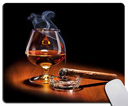 Mauspad mit feiner Weinzigarren, brennendes Zigarettenweinglas, braun, schwarz, Computer-Mauspad mit rutschfester Gummiunterseite, leicht gleitend, modernen Design, 20.1x24.1 cm Mauspad mit feiner Weinzigarren, brennendes Zigarettenweinglas, braun, schwarz, Computer-Mauspad mit rutschfester Gummiunterseite, leicht gleitend, modernen Design, 20.1x24.1 cm von Solekla