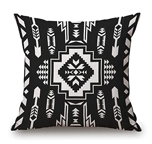Mexikanischer Azteken-Navajo ethnischer dekorativer Überwurf-Kissenbezug Kissen Zuhause Wohnzimmer Bett Sofa Auto Baumwolle Leinen quadratisch 45,7 x 45,7 cm von Solekla