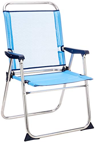 SOLENNY Klappbarer Strandstuhl mit hoher Rückenlehne, 58 x 58 x 90 cm, Blau, waschbarer Stoff und Stabilisatoren für mehr Sicherheit, hergestellt aus Aluminiumrohr von Solenny