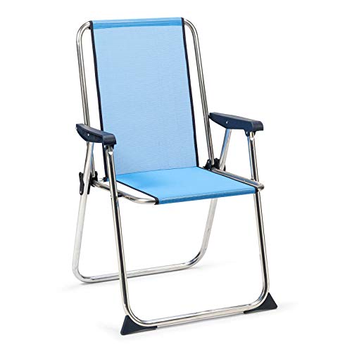Solenny 50001072725267 50001072725267-Strandstuhl klappbar mit hoher Rückenlehne blau, Metall, bunt von Solenny