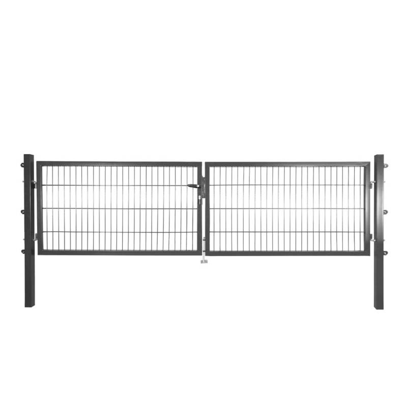 Solid Doppeltor Stahl Anthrazit mit Füllung für Doppelstabmatte 80 cm x 300 cm von Solid