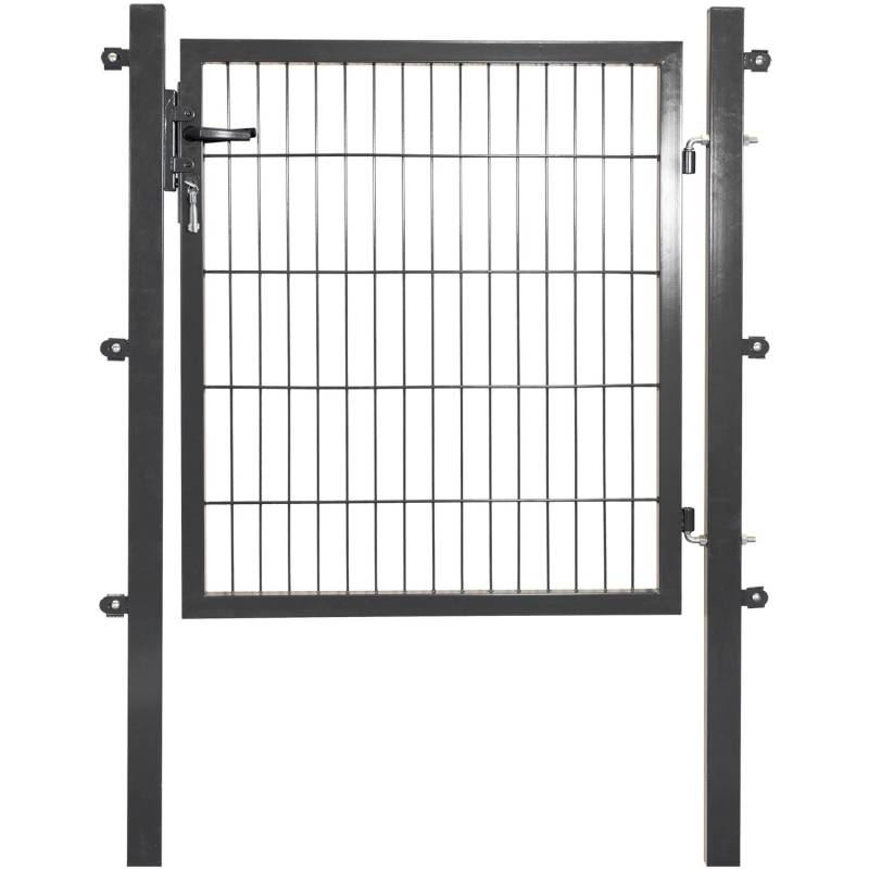 Solid Einzeltor Stahl Anthrazit mit Füllung für Doppelstabmatte 100 cm x 100 cm von Solid