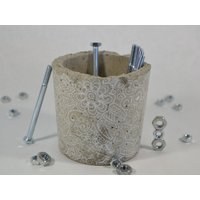 Weißer Henna Beton Behälter Oder Pflanzer | Sukkulenten Übertopf Home Office Akzent Haushaltsdeko Blumenmuster Badezimmer Organisation von SolidProcessing