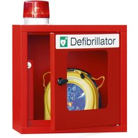 PAVOY Defibrillatoren-Schrank mit akustischem und optischem Signal, feuerrot, lichtgrau von Pavoy